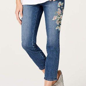 J Jill Authentic Fit Cropped Embroidered Jeans